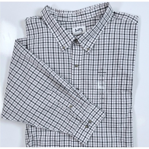 HB Harbor Bay Men’s 5XL Plaid Navy Purple Long Sleeve Shirt - Picture 2 of 7